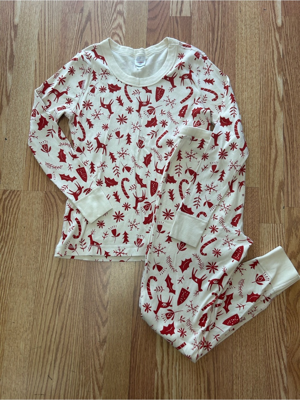 Hanna Andersson Women’s Scandi Cane Long John Pajama Set Size Medium EUC